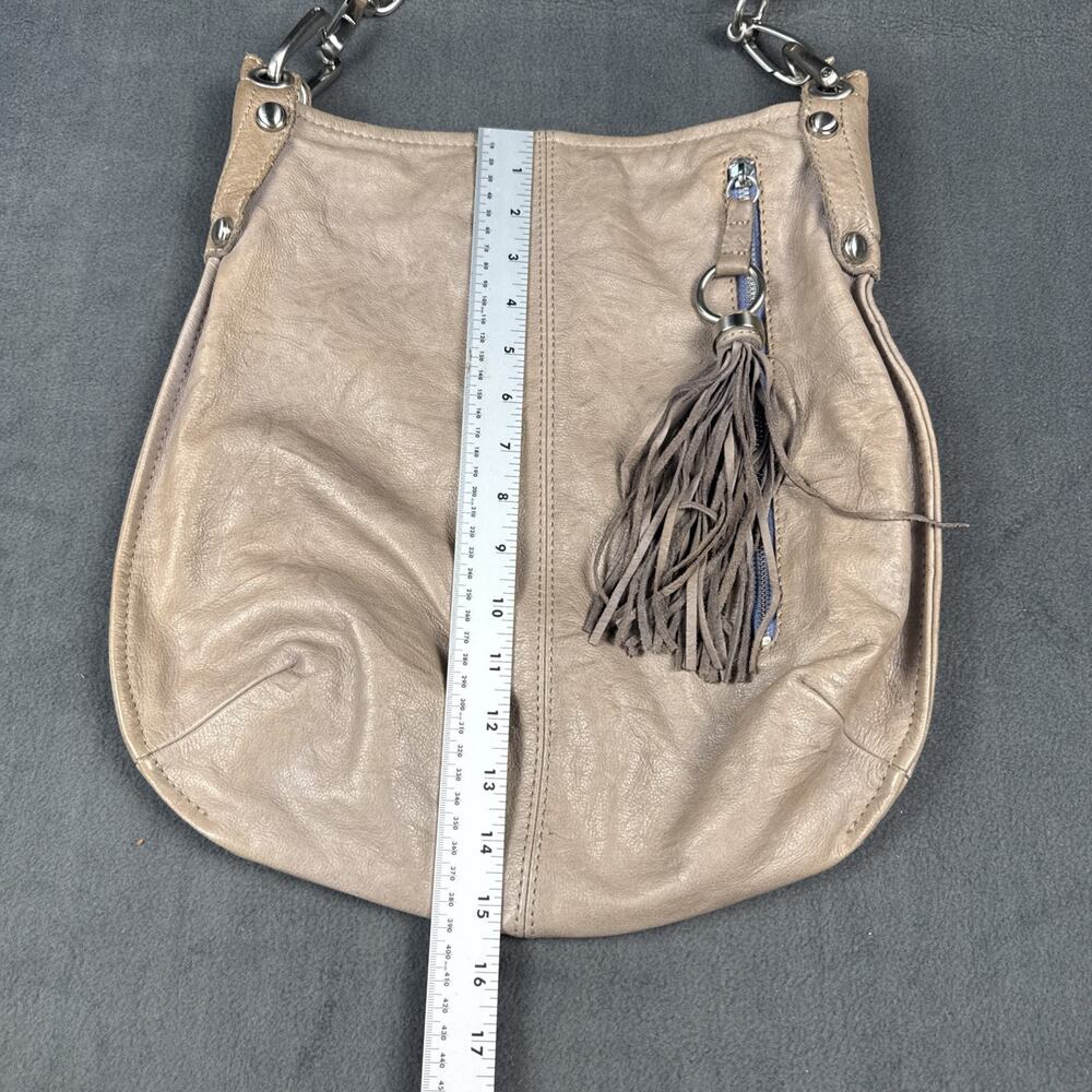 B. Makowsky Buttery Rich Stone Beige Leather Shoulder Bag